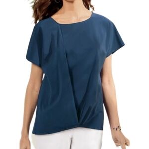 Soft Surroundings Go Lively blue dolman short sleeve draped front tunic top S